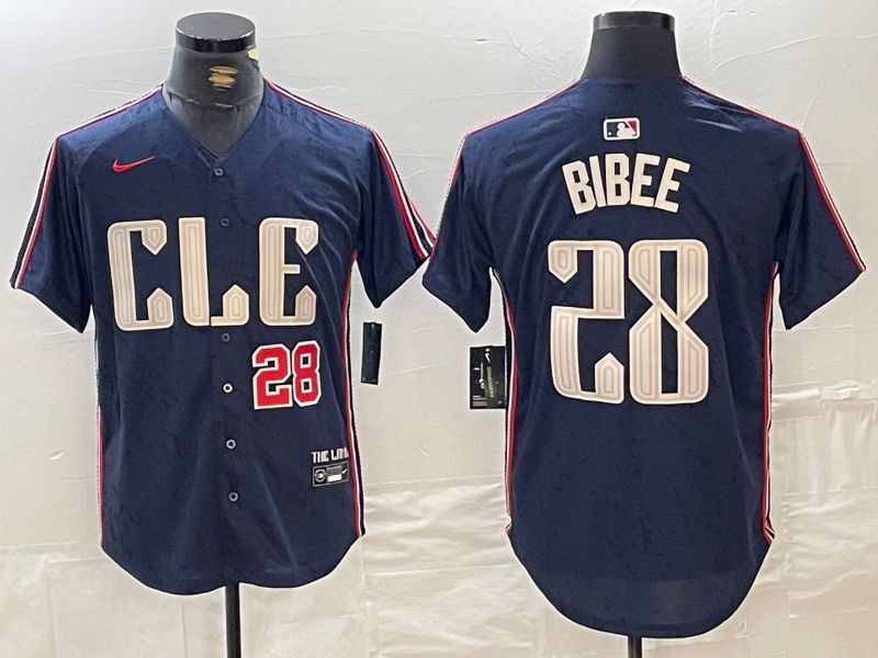 Men Cleveland Indians #28 Bibee Blue City Edition Nike 2024 MLB Jersey style 3->cleveland indians->MLB Jersey